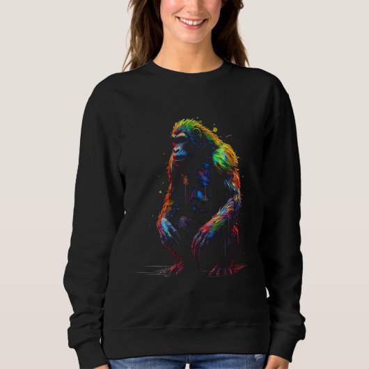 Sweatshirt Gorilla Colourful Artwork  Animal Monkey Zoo Goril (Devant)