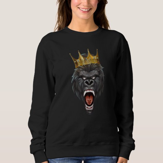 Sweatshirt Gorilla King Crown Motivation Beast Exercice Succè (Devant)