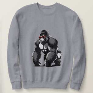 Sweatshirt Gorille avec Lunettes de Soleil en Forme de Cœur