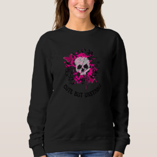 Sweatshirt Goth Mignonne Mais Instable Et Papillon Rose Emo M