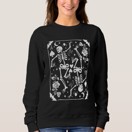 Sweatshirt Goth Skeleton Ace of Spades Card Goblincore Punk G (Devant)