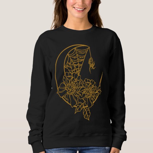 Sweatshirt Goth Y2K Alt Emo Fairy Grunge Flower Rose Web Spid (Devant)