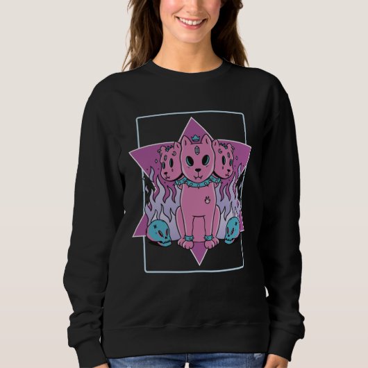 Sweatshirt Gothic 3 Heads Cats (Devant)