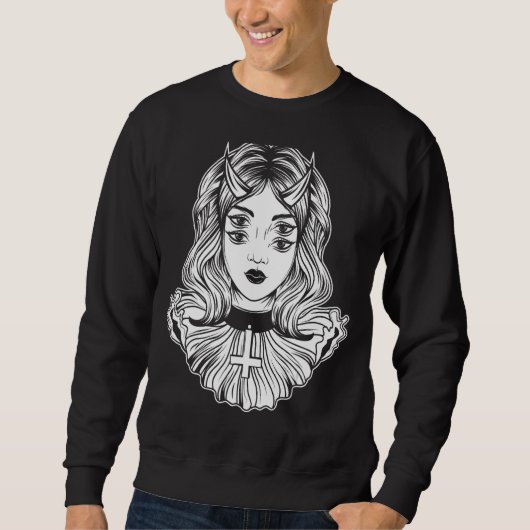 Sweatshirt Gothic Devil Girl Satanic Goth Occult Occultism Ha (Devant)
