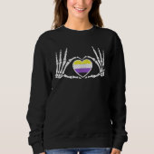 Sweatshirt Gothic Goth Skeleton Non Binary LGBTQ Halloween Co (Devant)