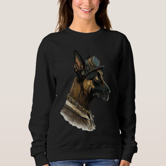 Sweatshirt Gothic Steampunk Belgian Malinois (Devant)