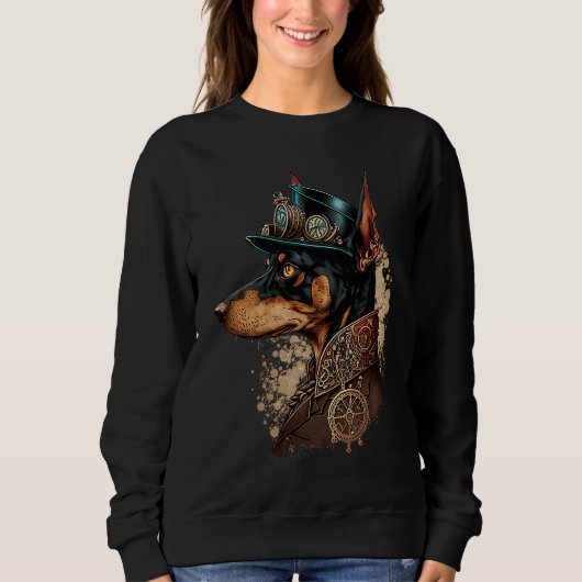 Sweatshirt Gothic Steampunk Dobie minpin Doberman Pinscher (Devant)