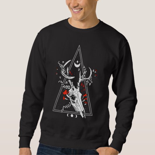 Sweatshirt Gothique Deer Skull Moon Phase Sorcière Occulte (Devant)