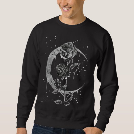 Sweatshirt Gothique Moon Rose Croissant de cuisine Art (Devant)