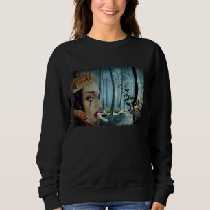 Sweatshirt Gothique Surréaliste Unique Collage Triste Reine d