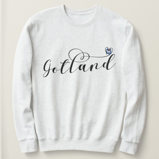 Sweatshirt Gotland Drapeau Design de script de coeur, Suède (Design devant)