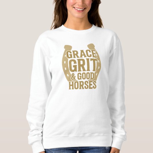 Sweatshirt Grâce, détermination et bons chevaux Femmes wester (Devant)