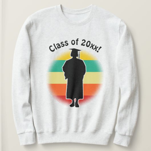 Sweatshirt Graduation Rétro Casquette et femme fille diplômée (Design devant)