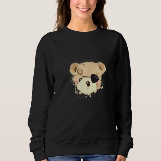 Sweatshirt Graffiti en peluche Pirate mignon avec patchs ocul (Devant)