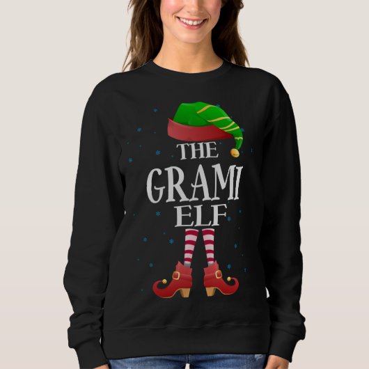 Sweatshirt Grami Elf Matching Famille Amusante Grand-mère Noë (Devant)