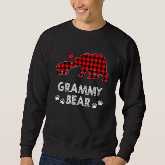 Sweatshirt Grammy Bear Femmes Rouge Plaqué Pajama de Noël Fam (Devant)