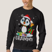 Sweatshirt Grammy Penguins Santa Hat Funny Noël Matching (Devant)