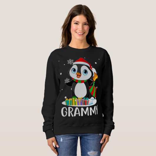 Sweatshirt Grammy Penguins Santa Hat Funny Noël Matching (Devant entier)