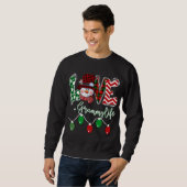Sweatshirt Grammy Snowman Aimer Grammy Life Noël Plai rouge (Devant entier)