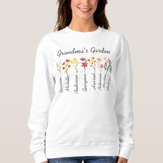 Sweatshirt Grand-mère Jardin personnalisé cadeau de fleur de  (Devant)