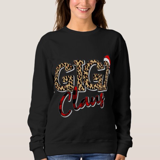 Sweatshirt Grand-mère Noël Santa Hat Gigi Claus Leopard Buf (Devant)