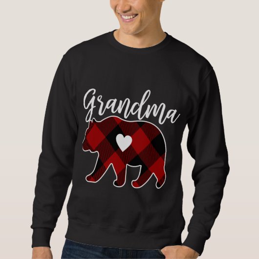 Sweatshirt Grand-mère Ours Noël Buffalo Plaid Décor (Devant)