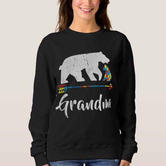 Sweatshirt Grand-mère ours Sensibilisation sur l'autisme Fier (Devant)