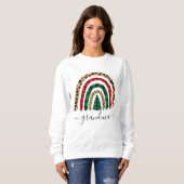 Sweatshirt Grand-mère Plaid et Empreinte de léopard Rainbow S (Devant entier)