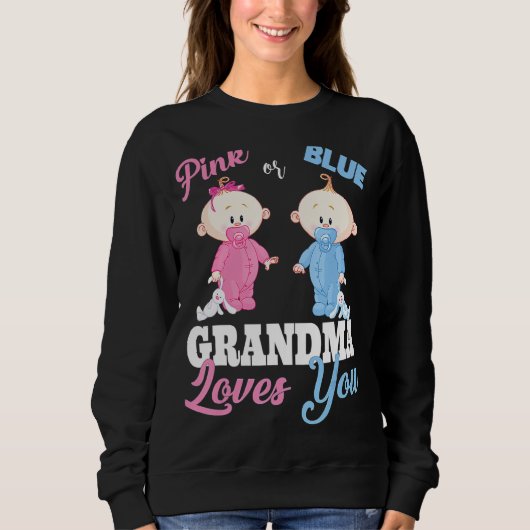 Sweatshirt Grand-mère rose ou bleu vous aime Révélation de ge (Devant)