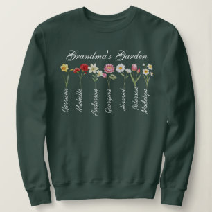Sweatshirt Grand-mère's Garden Birthflower Custom Grand-kids 
