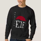 Sweatshirt Grand-pa Elf Vacances Chat de Noël noir blanc (Devant)