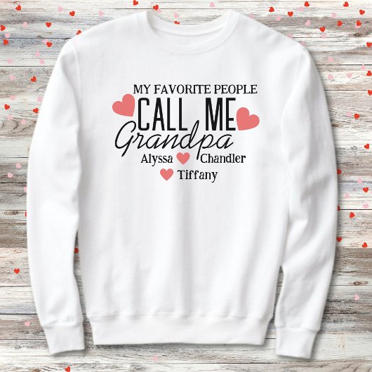 Sweatshirt Grand-Père Avec Les Coeurs Rouges Et Les Noms Des 