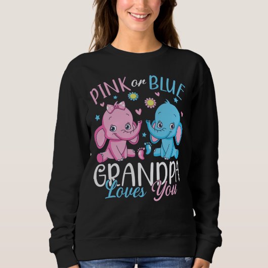 Sweatshirt Grand-Père Rose Ou Bleu Vous Aime Elephant Bébé WM (Devant)