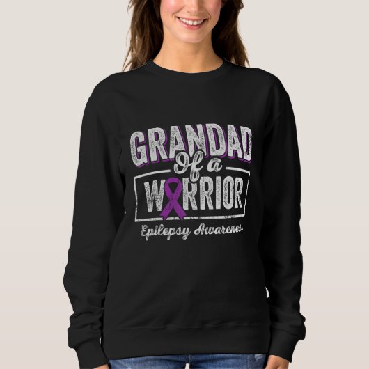 Sweatshirt Grandad of a Warrior Epilepsy Grandad Purple Ribbo (Devant)