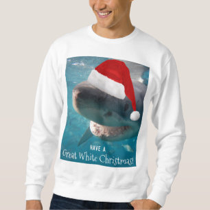 Sweatshirt Grande photo de requin blanc de Noël amusante