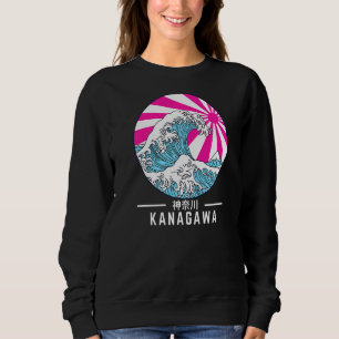 Sweatshirt Grande vague au large de Kanagawa Vaporwave Glitch