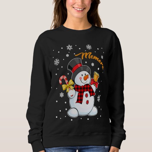 Sweatshirt Grandma Memere Snowman Candy Cane Christmas Red Pl (Devant)