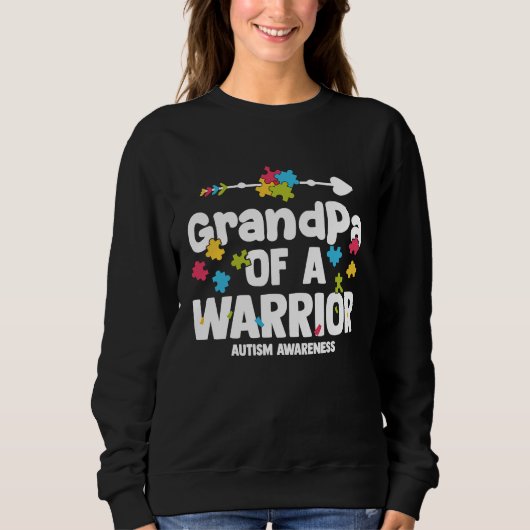 Sweatshirt GrandPa of a Warriors Autism Family Puzzle Awarene (Devant)