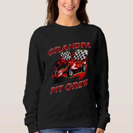 Sweatshirt Grandpa Pit Crew Course Voiture Anniversaire Fête (Devant)