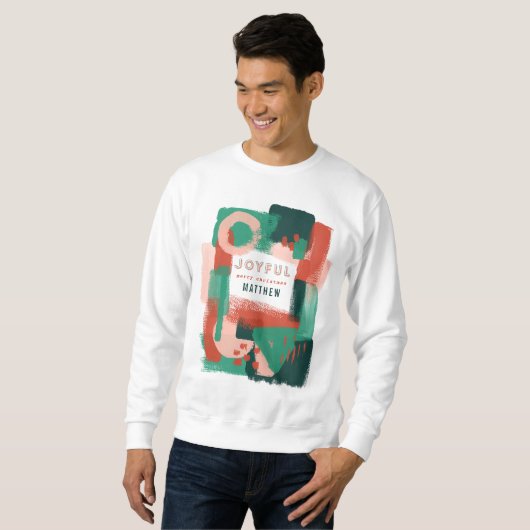 Sweatshirt Graphique abstrait moderne rouge, rose + vert joye (Devant entier)