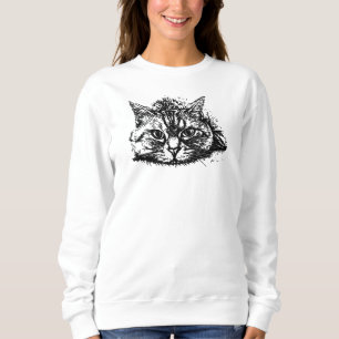 Sweatshirt Graphique de chat noir blanc personnalisé pour mam