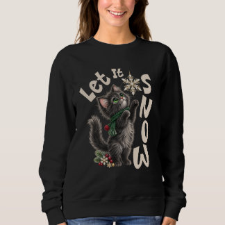 Sweatshirt Graphique de chat sous la neige