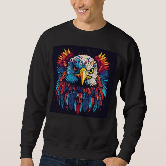 Sweatshirt graphique en tête d'aigle coloré" (Devant)