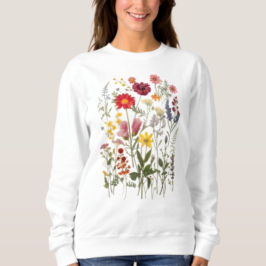 Sweatshirt Graphique floral Fleur sauvage vintage (Devant)