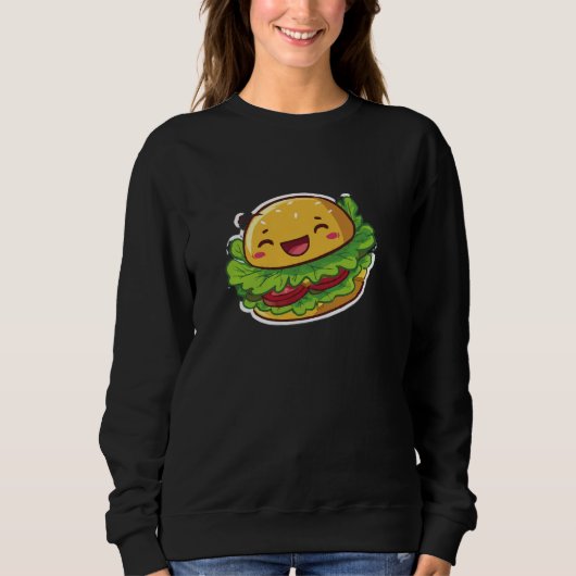 Sweatshirt graphique Happy Kawaii Burger (Devant)
