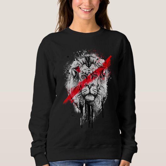 Sweatshirt Graphique Lion Abstrait Pour Hommes Et Femmes (Devant)