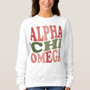 Sweatshirt Graphique Rétro Empilé Groovy Alpha Chi Omega