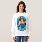 Sweatshirt Graphique vintage Design Femme Plongeur de plongée (Devant entier)