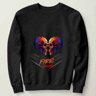 Sweatshirt Graphisme de crânes jumeaux bleu et orange vibrant