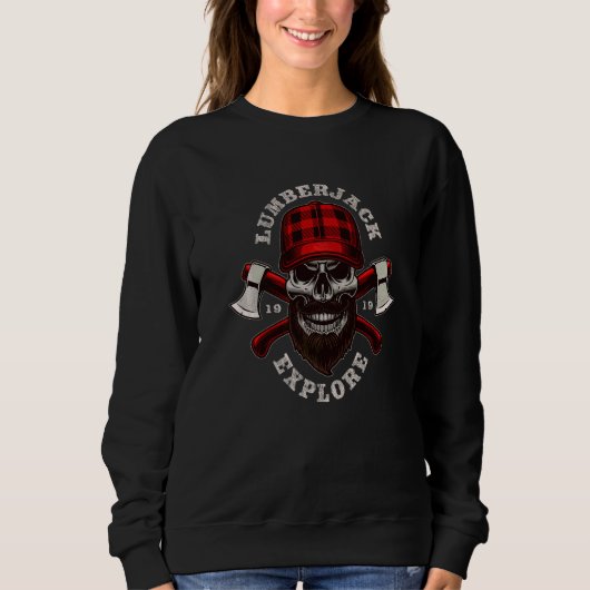 Sweatshirt Graphisme d'illustration de crâne de bûcheron cool (Devant)